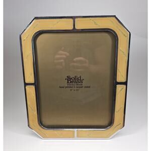 Vintage Solid Brass 10x12 Photo Frame Faux Marble Accent Made in Korea